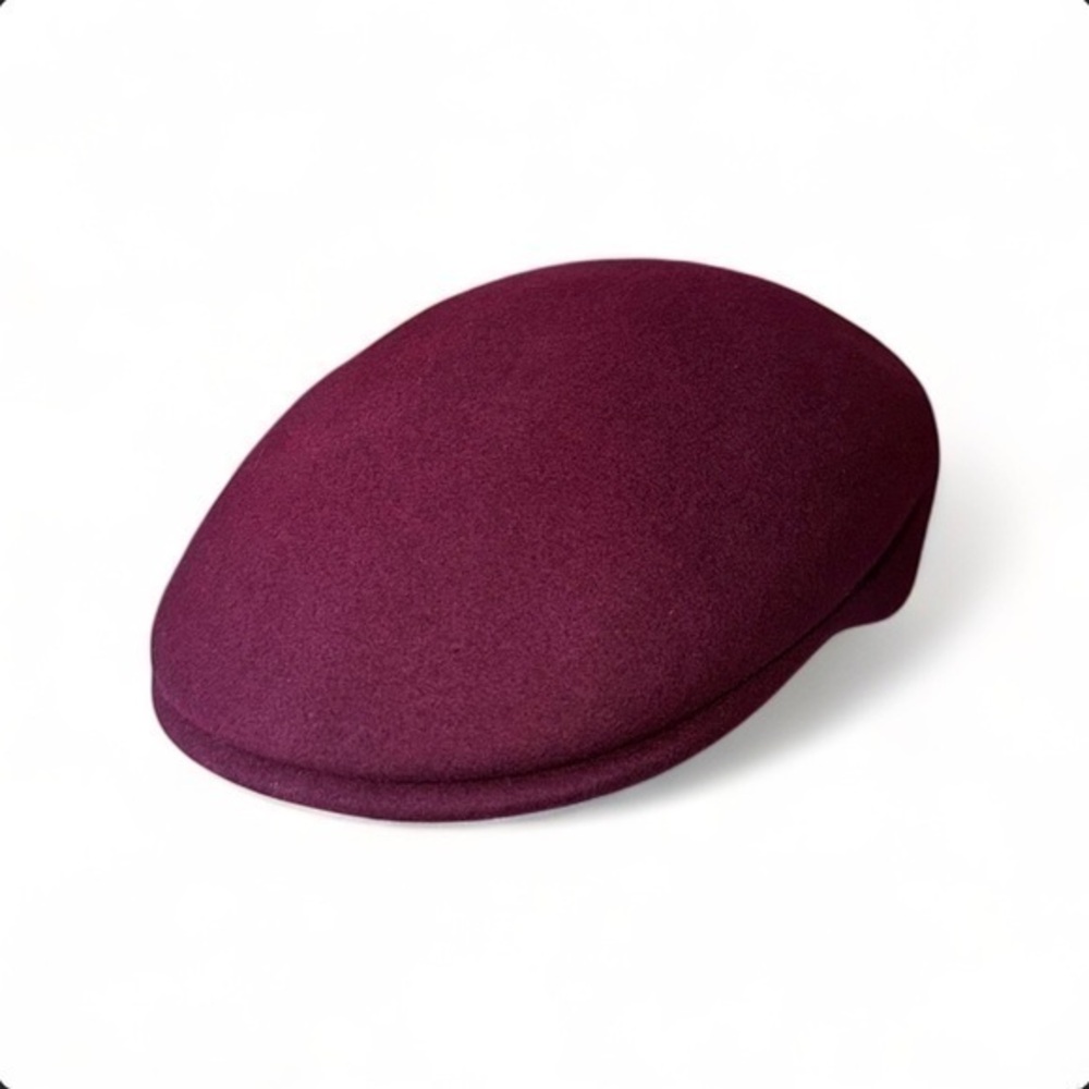 Vintage Made in Italy Wool Newsboy Cap Burgundy Red Baker Boy Cabbie Hat M/L